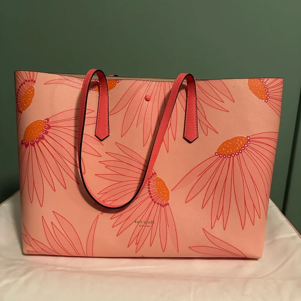 Kate Spade Peach and Orange Floral Tote - Picture 1 of 2